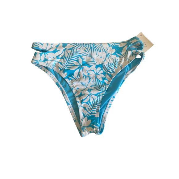 VYB high waisted bikini bottoms NWT blue and white tropical  L - Picture 1 of 5